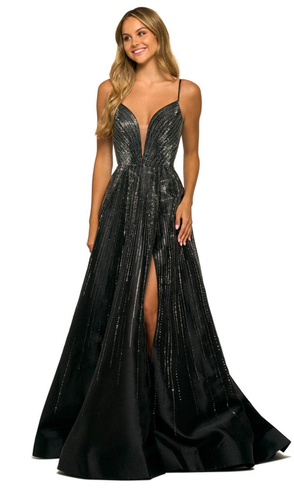 Image of Sherri Hill 55505 - Sleeveless Plunging V-Neck Evening Gown