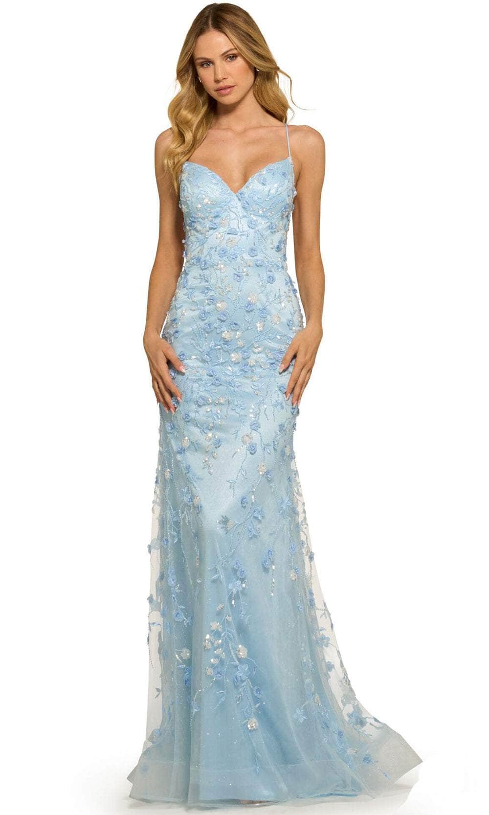 Image of Sherri Hill 55531 - Thin Strapped Floral Patterned Long Gown