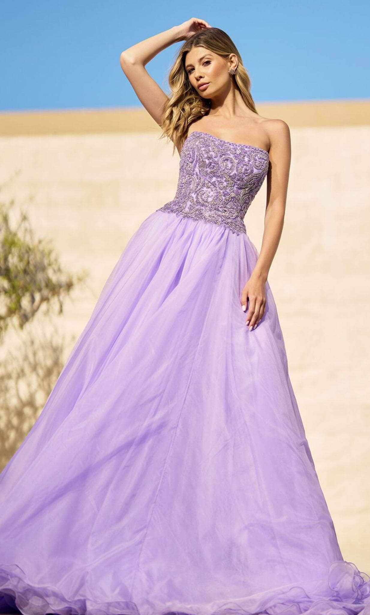 Image of Sherri Hill 55947 - Strapless A-line Organza Gown