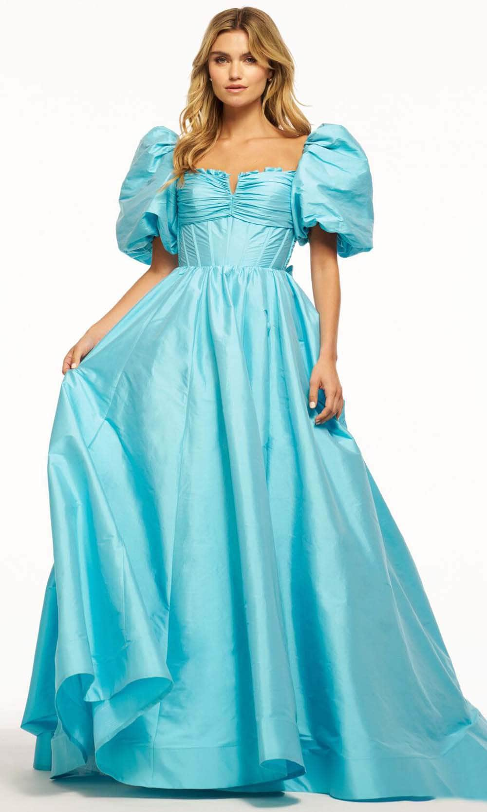 Image of Sherri Hill 55979 - Puff Sleeved Taffeta Ballgown