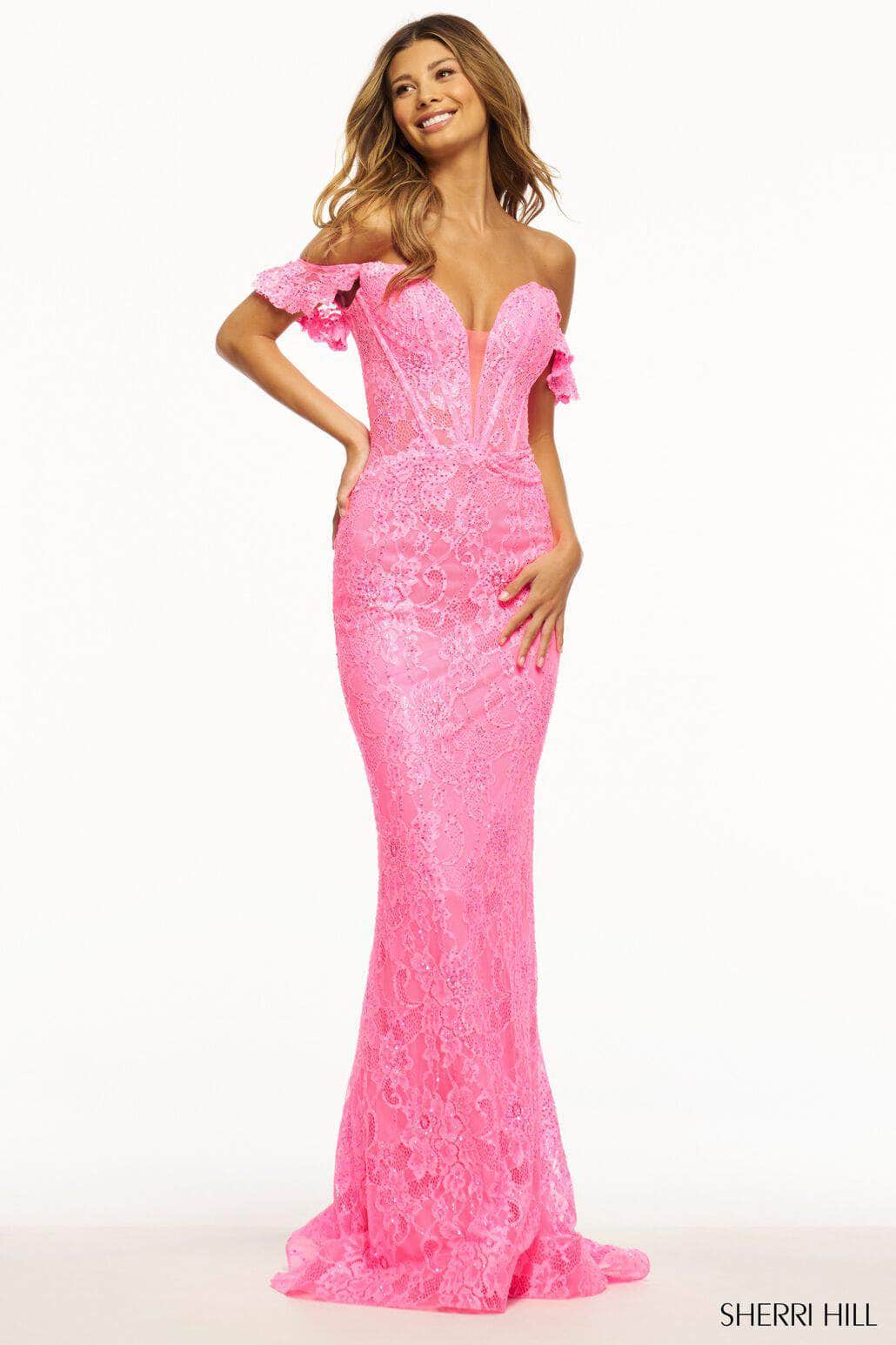 Image of Sherri Hill 56064 - Ruffle Cap Sleeve Prom Gown