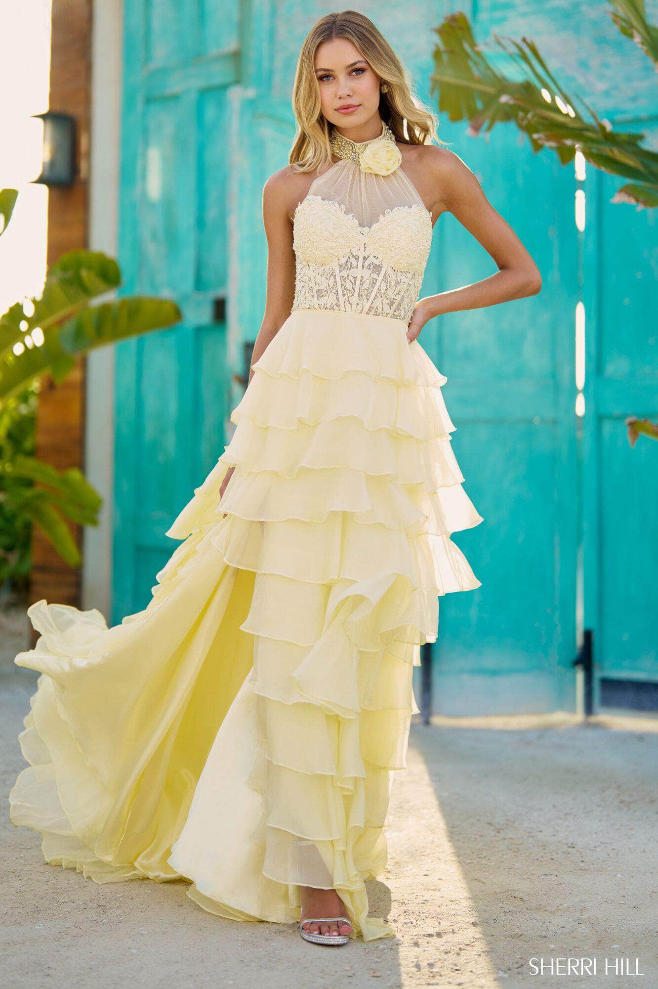 Image of Sherri Hill 56083 - Beaded Halter A-line Gown