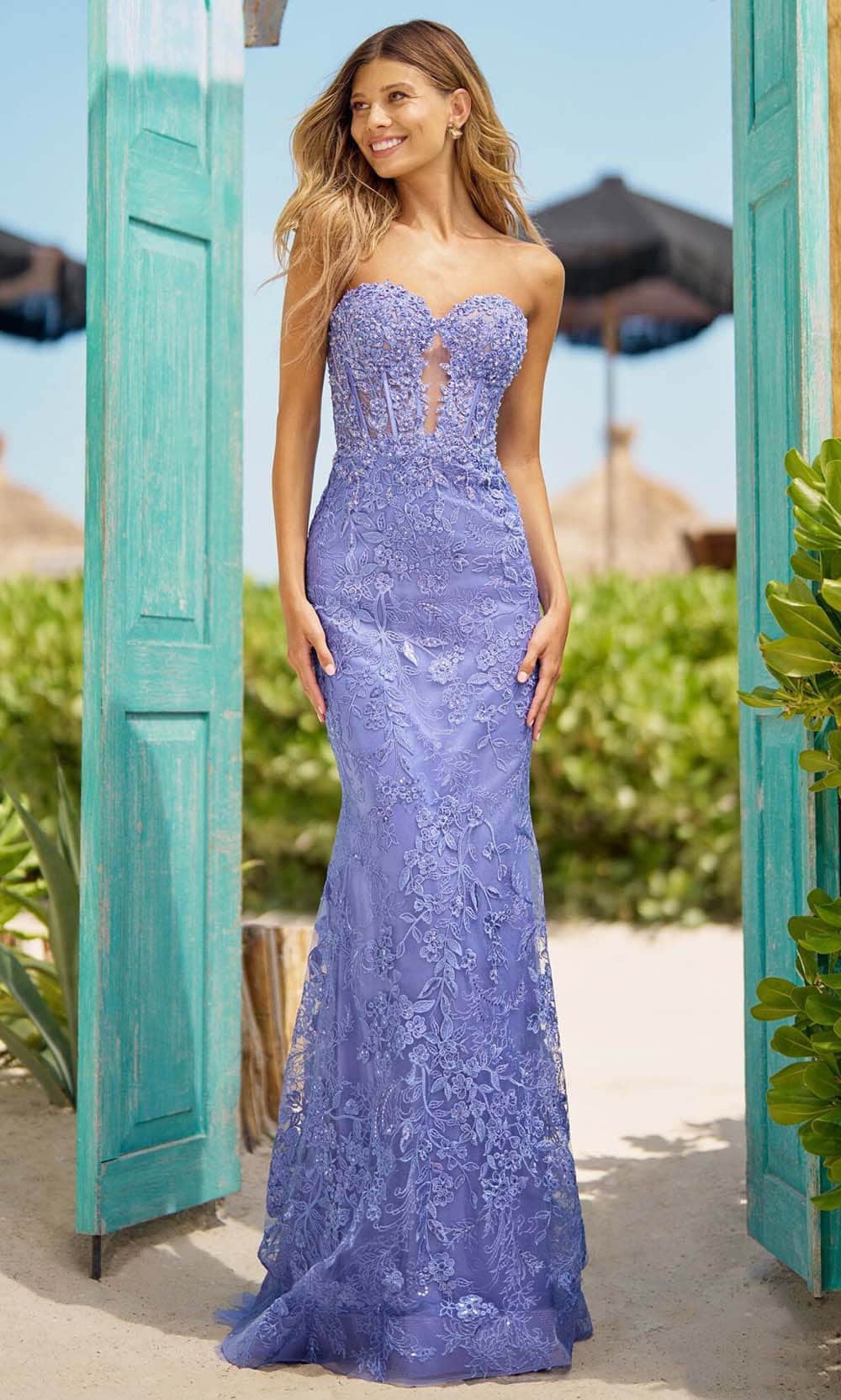 Image of Sherri Hill 56160 - Floral Strapless Prom Dress