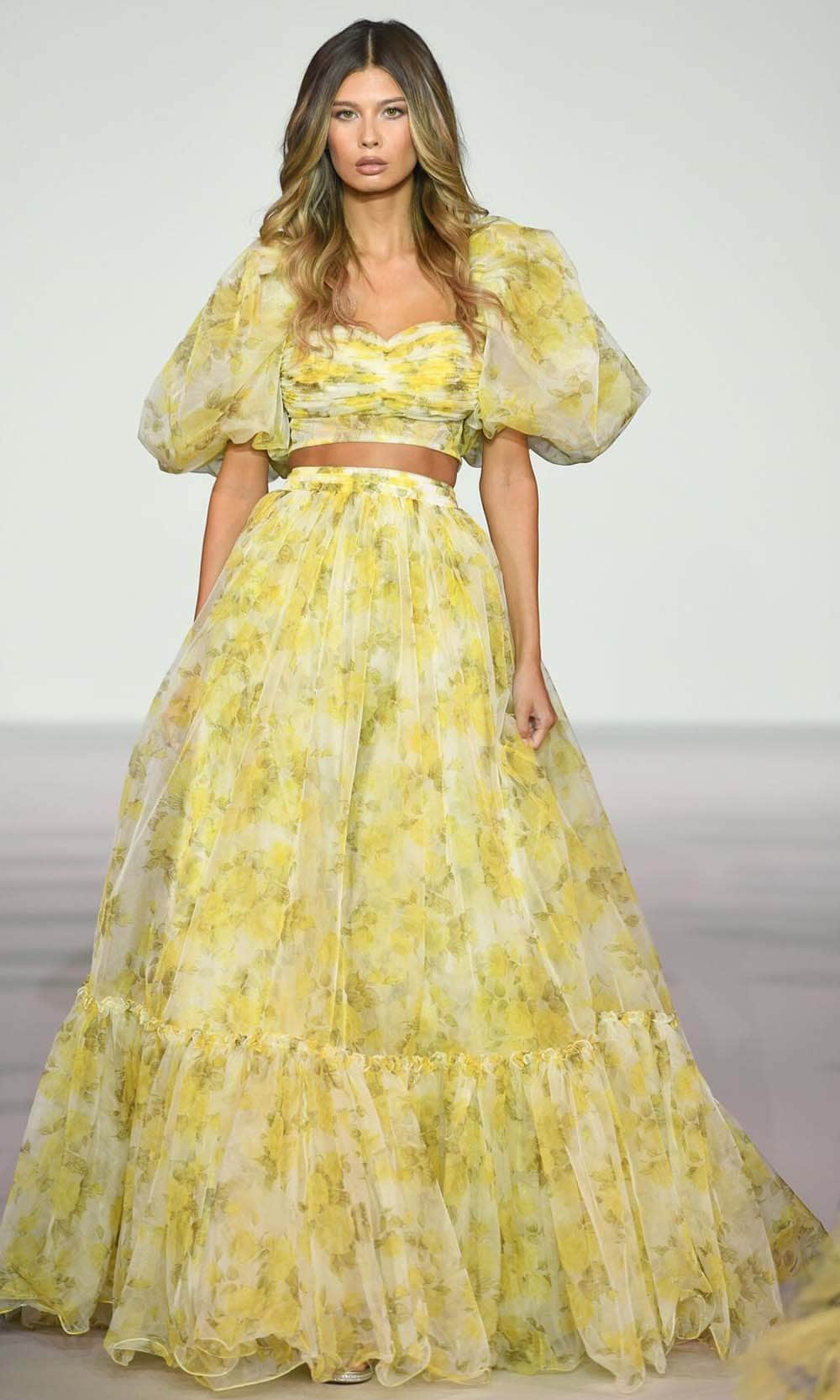 Image of Sherri Hill 56378 - Puff Sleeve Floral Gown