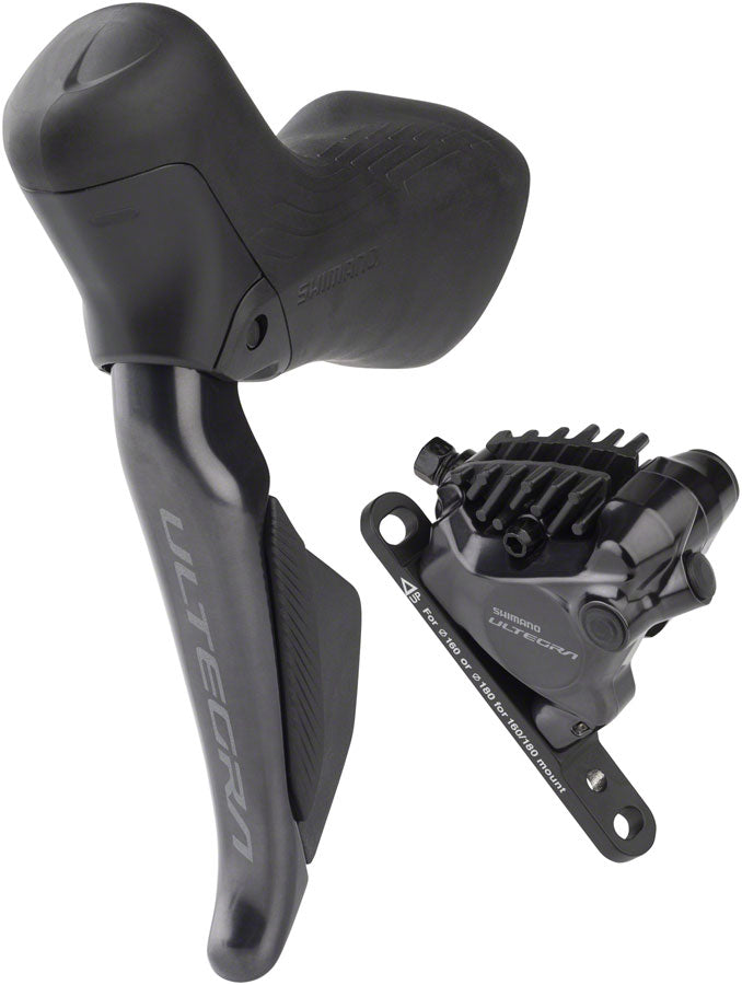 Image of Shimano Ultegra ST-R8170D Di2 Shift/Brake Lever with BR-R8170 Hydraulic Disc Brake Caliper - Left/Front 2x Flat Mount Black