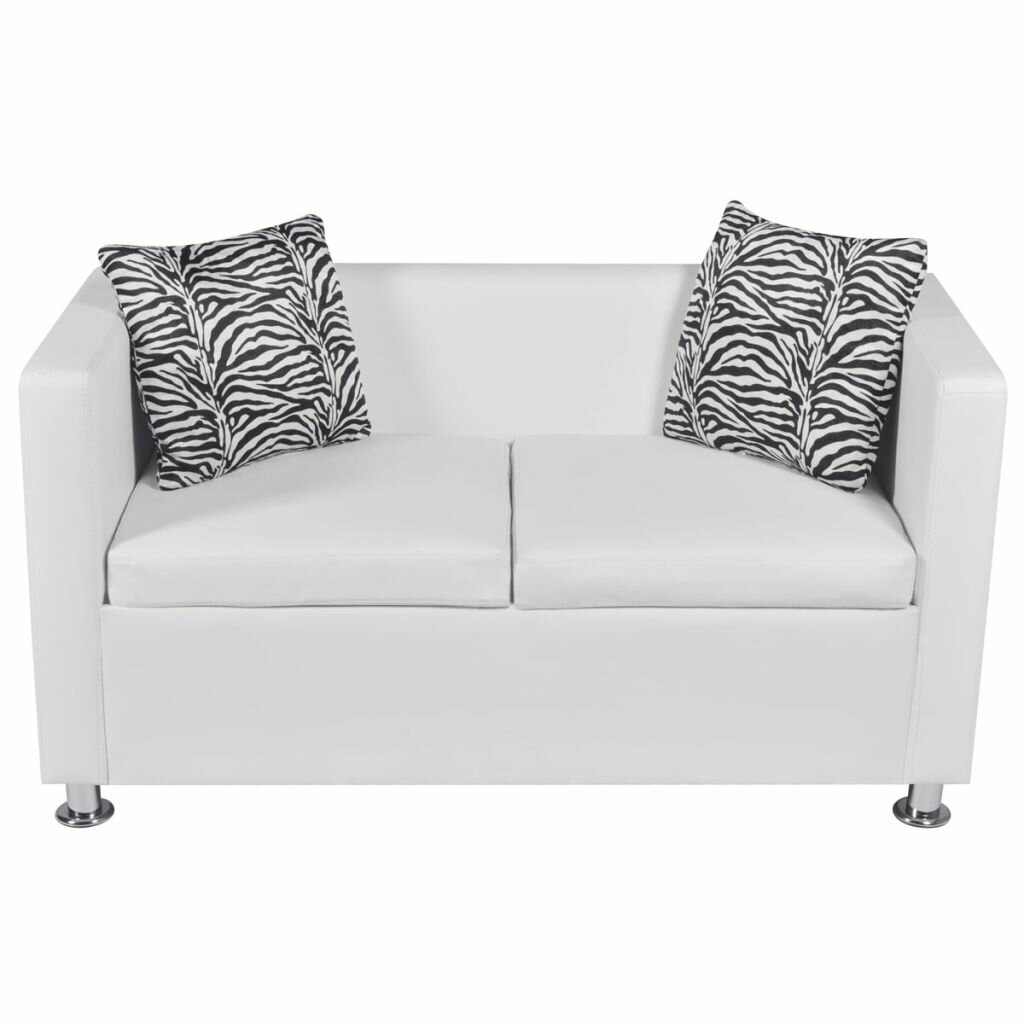 Image of Sofa 2-Seater Artificial Leather White