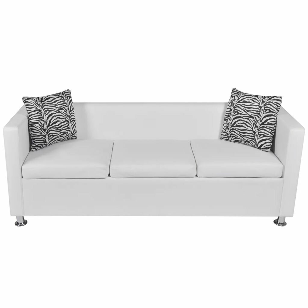 Image of Sofa 3-Seater Artificial Leather White