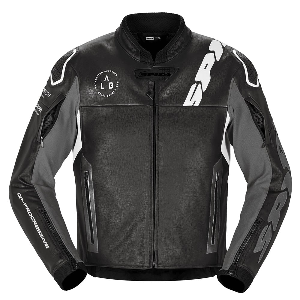 Image of Spidi Dp Progressive Leather Schwarz Weiß Jacke Größe 48