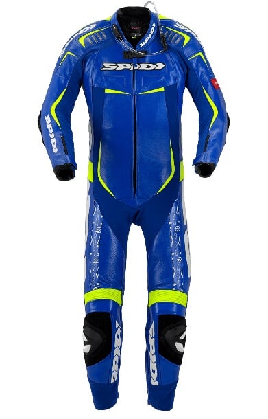 Image of Spidi Track Replica Evo Blue Yellow One Piece Racing Suit Size 48 EN