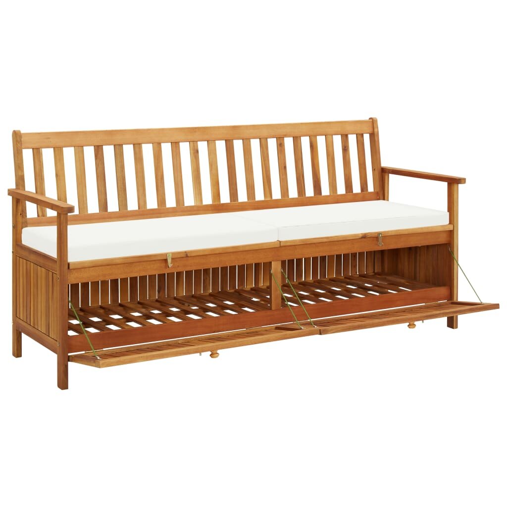 Image of Storage Bench with Cushion 669" Solid Acacia Wood