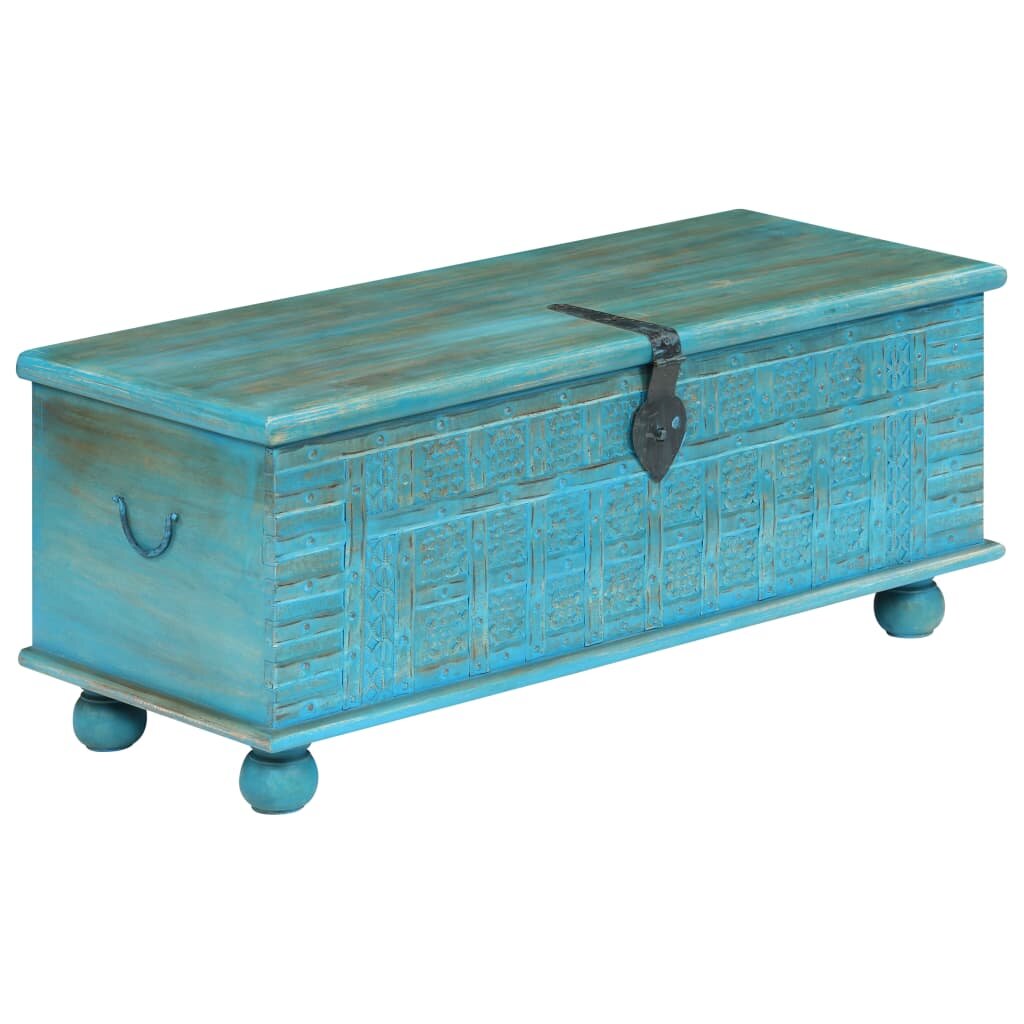 Image of Storage Chest Solid Mango Wood Blue 394"x158"x161"