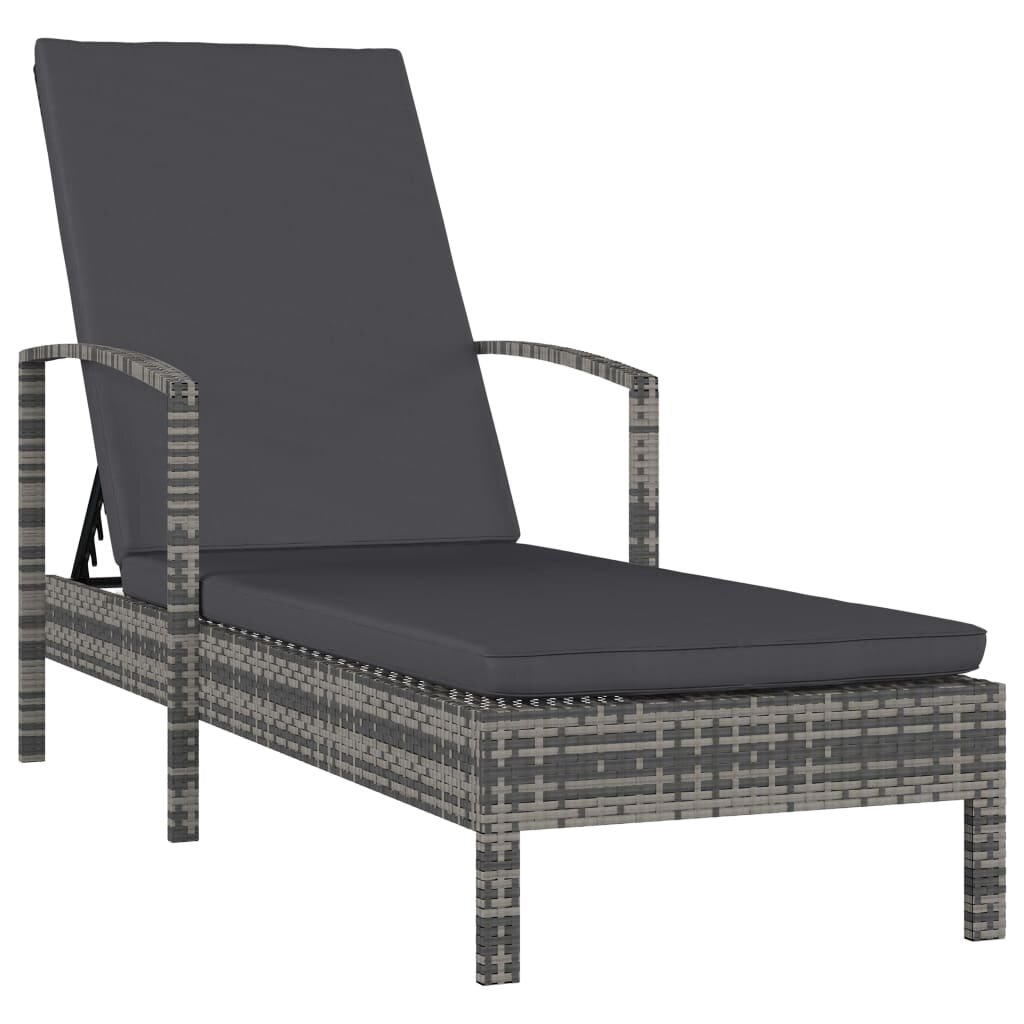 Image of Sun Lounger with Armrests Poly Rattan Gray