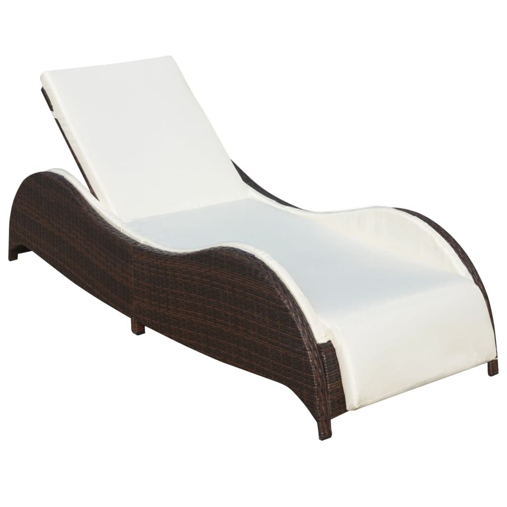 Image of Sun Lounger with Cushion Poly Rattan Brown