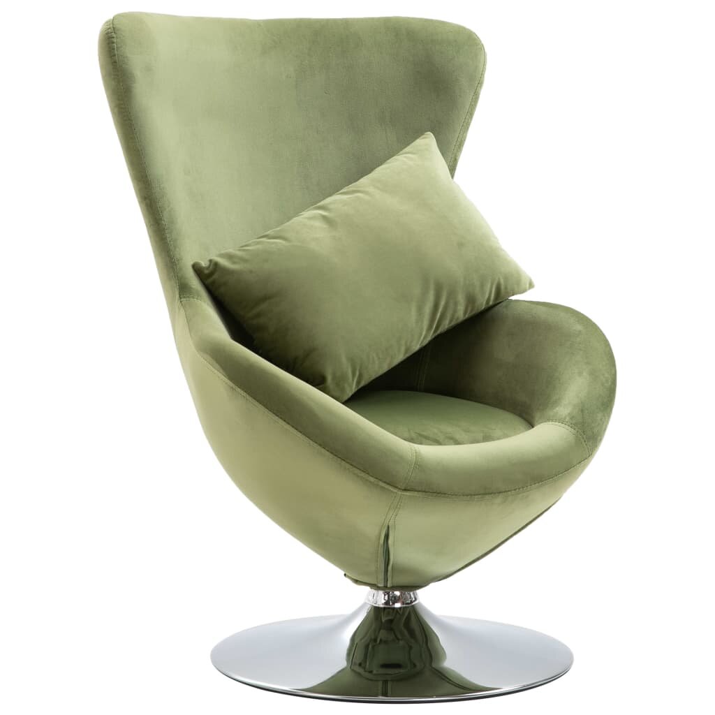 Image of Swivel Egg Chair with Cushion Light Green Velvet