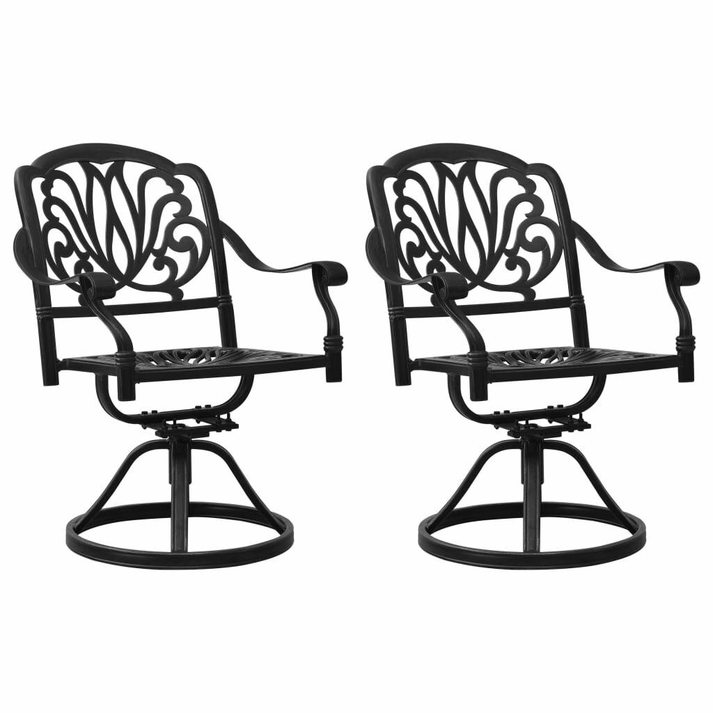 Image of Swivel Garden Chairs 2 pcs Cast Aluminum Black