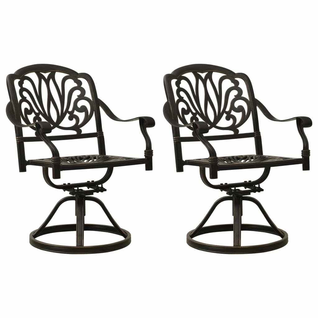 Image of Swivel Garden Chairs 2 pcs Cast Aluminum Bronze