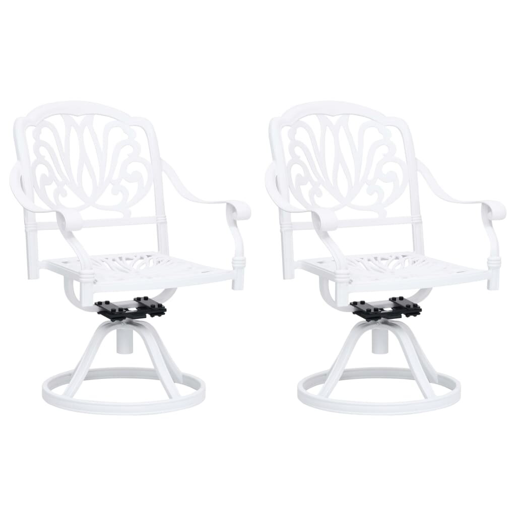 Image of Swivel Garden Chairs 2 pcs Cast Aluminum White