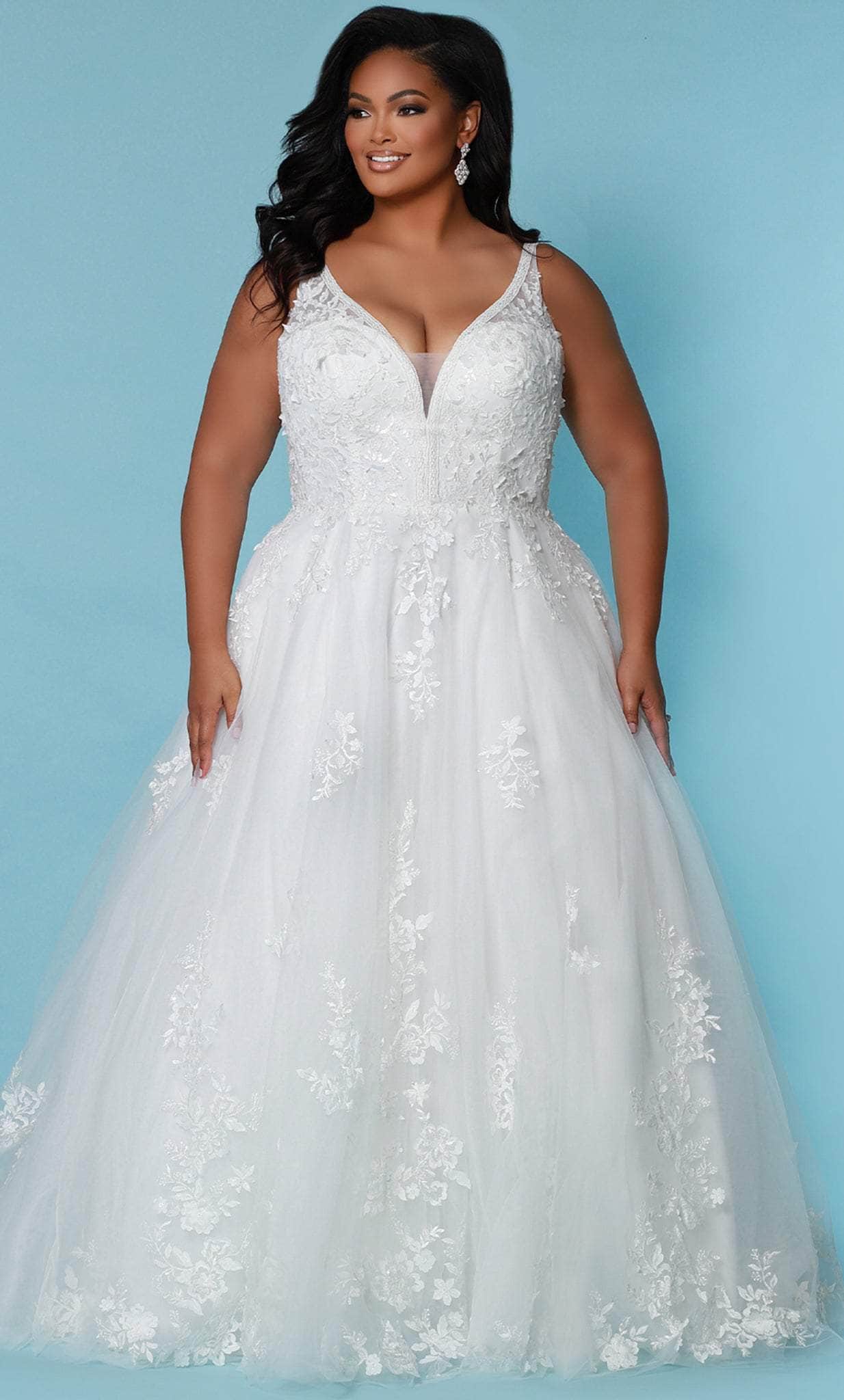 Image of Sydney's Closet Bridal SC5274 - Plunging Neck A-line Bridal Gown