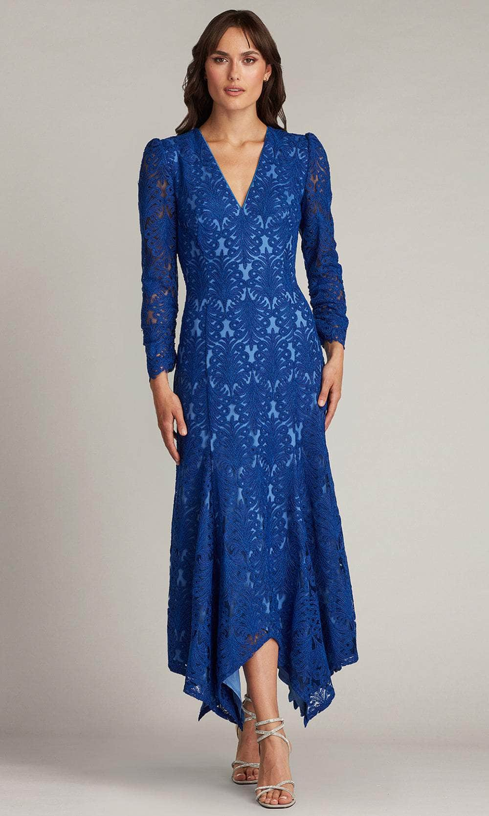 Image of Tadashi Shoji CDY21187MD - Arcela Handkerchief Hem Midi Evening Dress