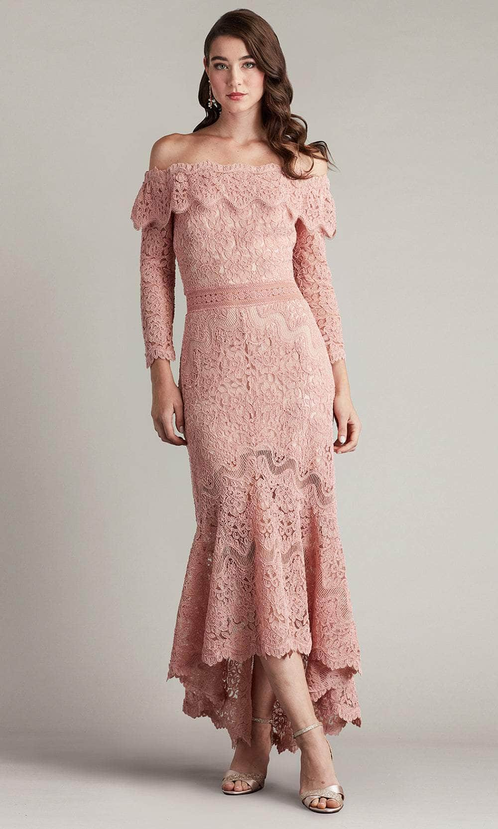 Image of Tadashi Shoji CFJ24363MD - Embroidered High Low Dress