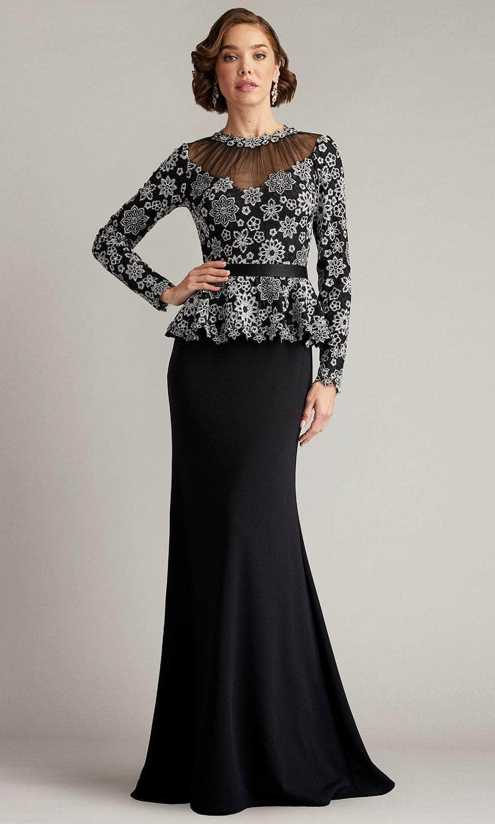 Image of Tadashi Shoji CFX24572L - Belted Peplum Evening Gown