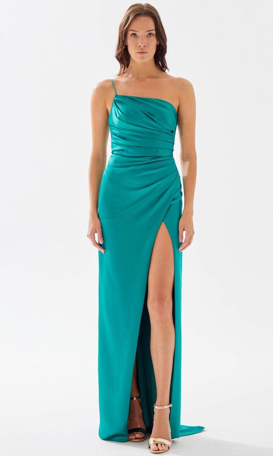Image of Tarik Ediz 52008 - Ruched High Slit Prom Dress