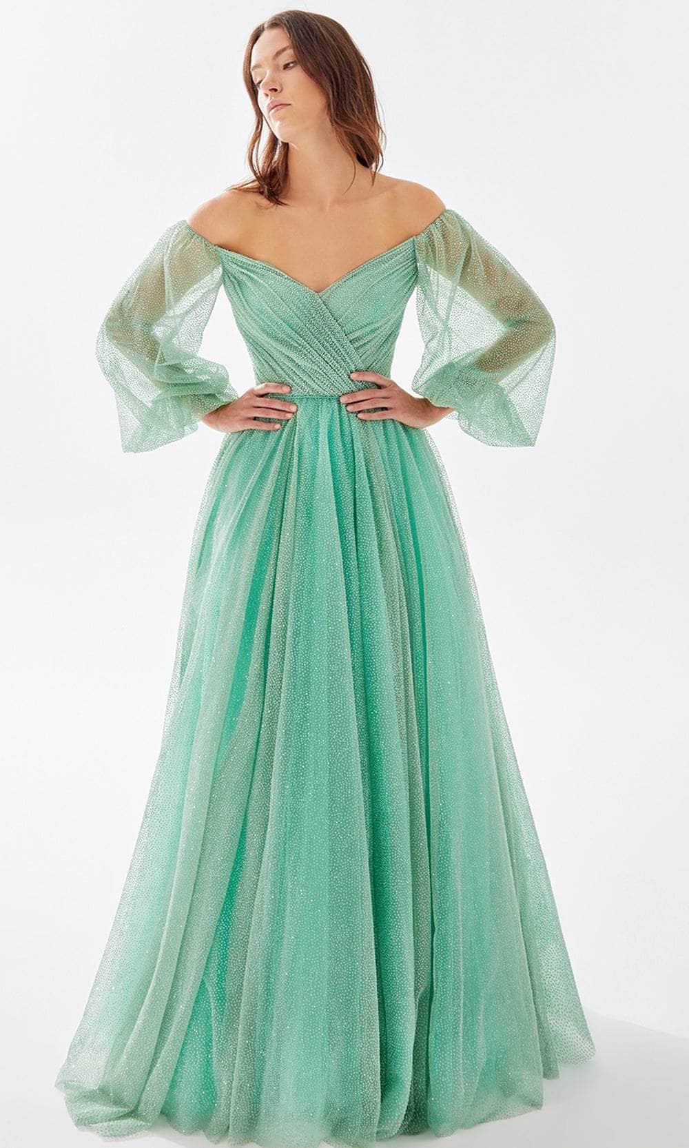 Image of Tarik Ediz 52012 - Dreamy Shimmering Tulle Beaded Gown