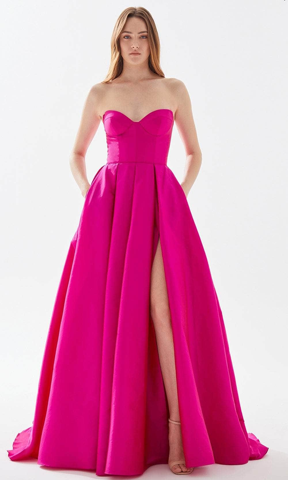 Image of Tarik Ediz 52022 - Bustier A-Line Prom Dress with Slit