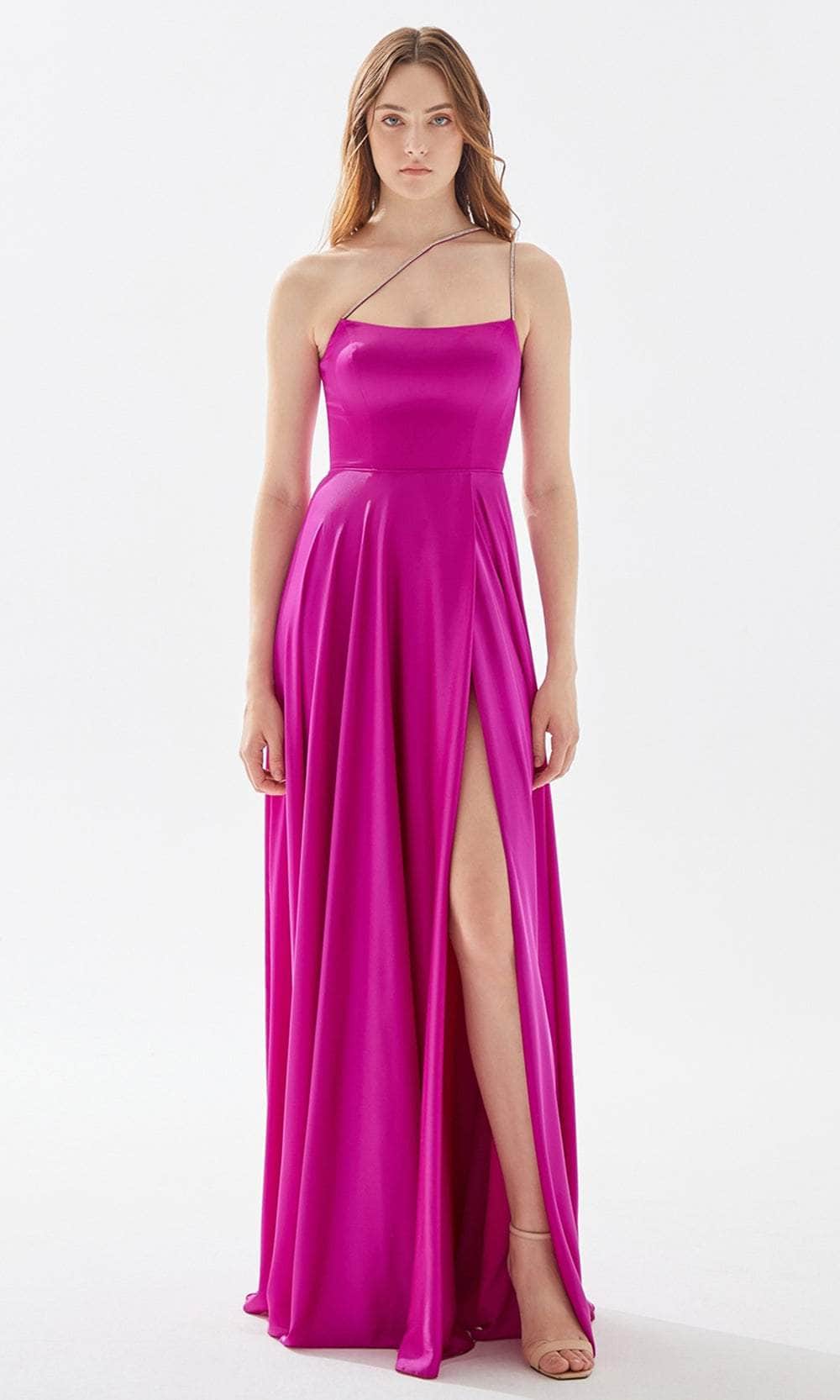 Image of Tarik Ediz 52041 - Asymmetrically Thin Strapped Minimal Gown