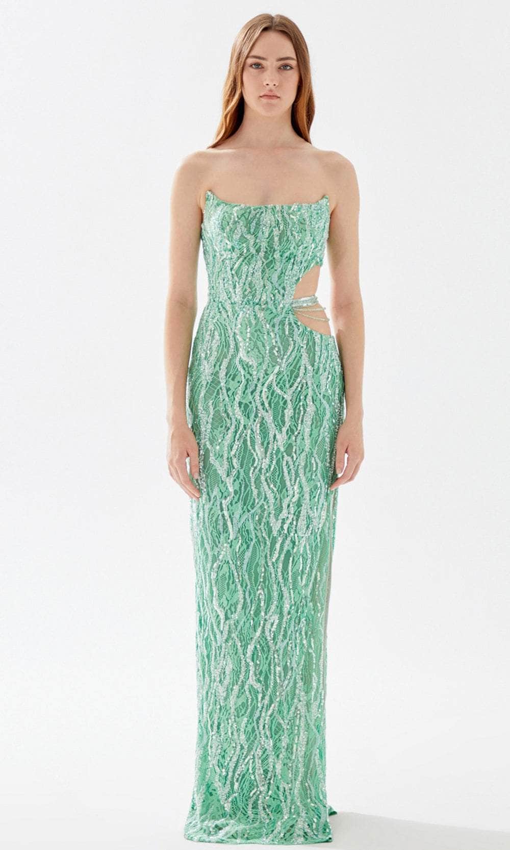 Image of Tarik Ediz 52084 - Cutout Ornate Lace Prom Dress
