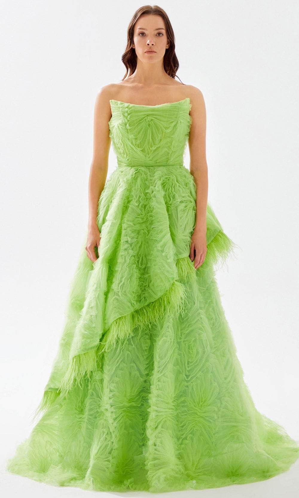 Image of Tarik Ediz 52087 - Scoop Ruffled A-Line Prom Gown