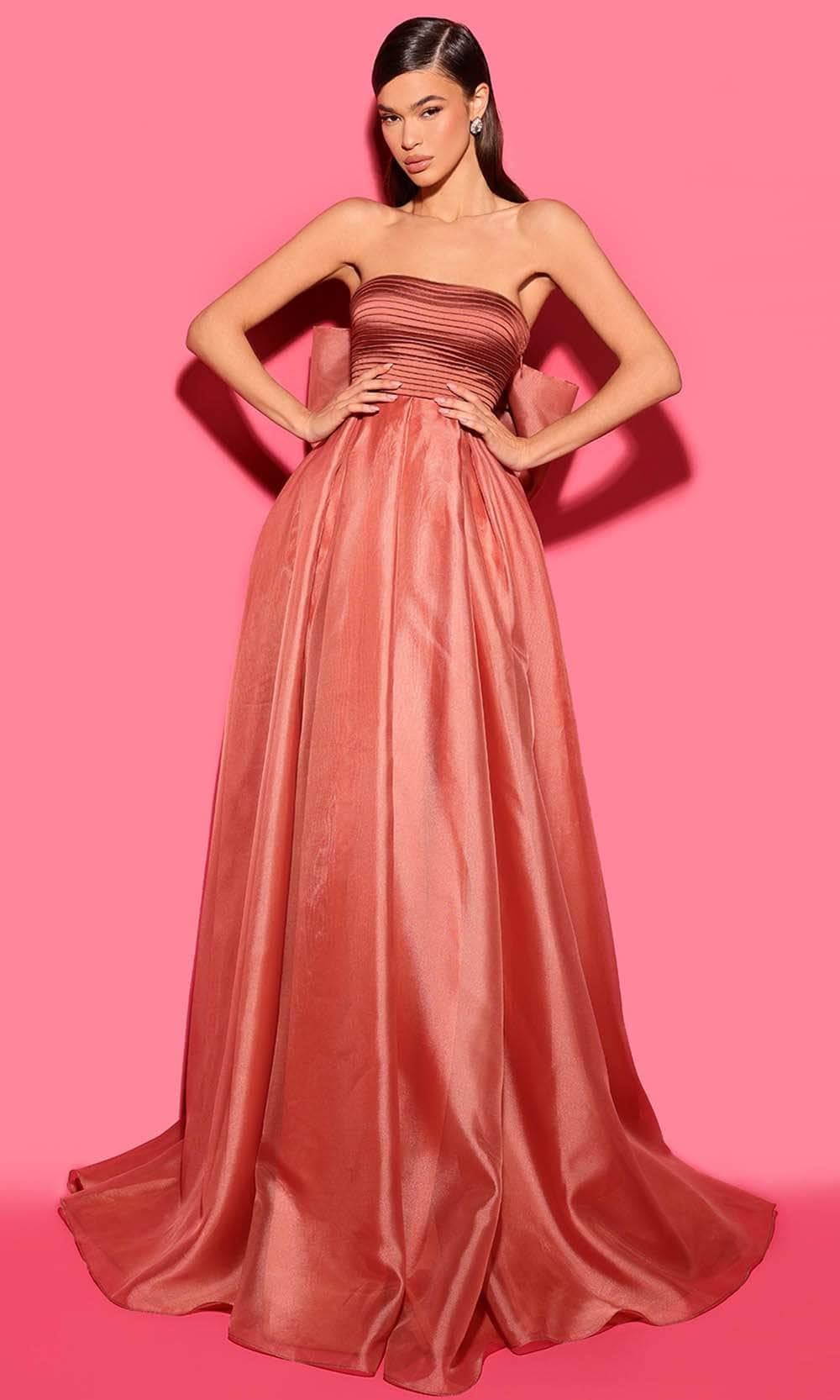 Image of Tarik Ediz 53156 - Strapless Ruched Detailed Prom Gown