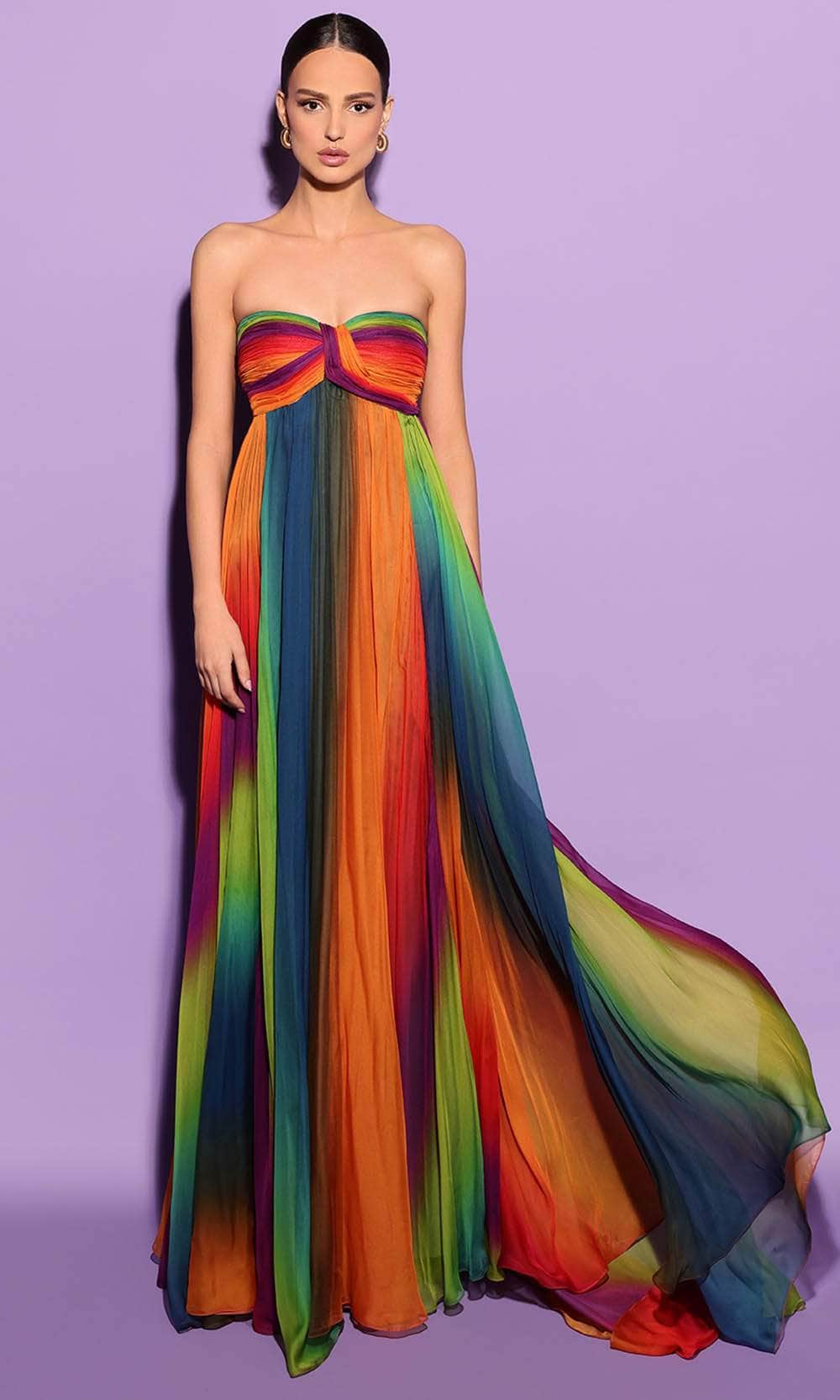 Image of Tarik Ediz 53187 - Multicolored Sheath Long Dress