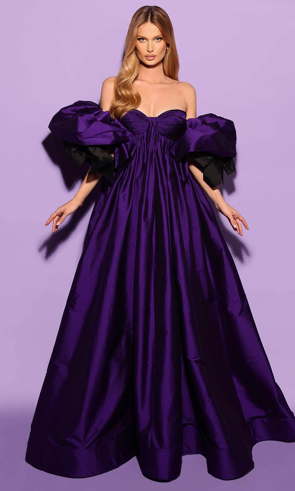 Image of Tarik Ediz 53194 - Detachable Sleeve A-Line Evening Gown