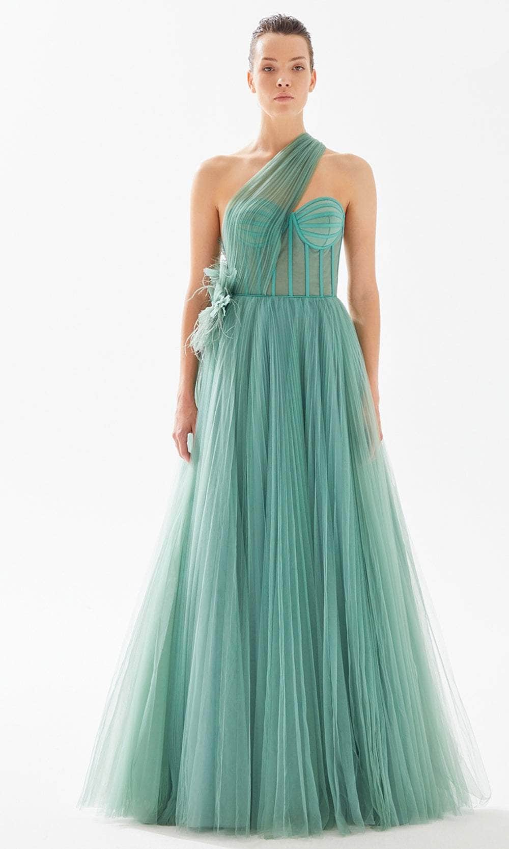 Image of Tarik Ediz 98254 - Asymmetric Corset Evening Dress