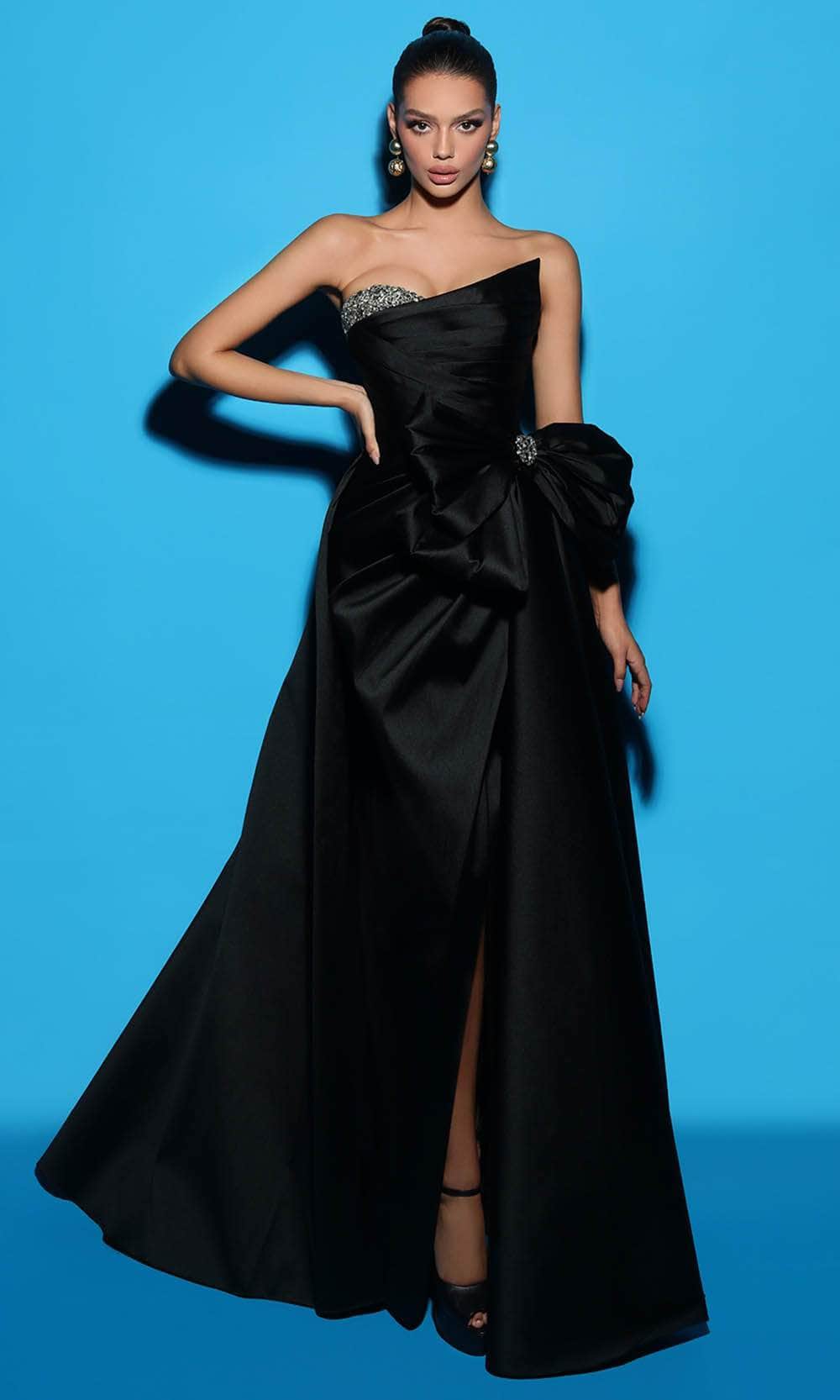 Image of Tarik Ediz 98421 - Bow Accent Overskirt Evening Gown