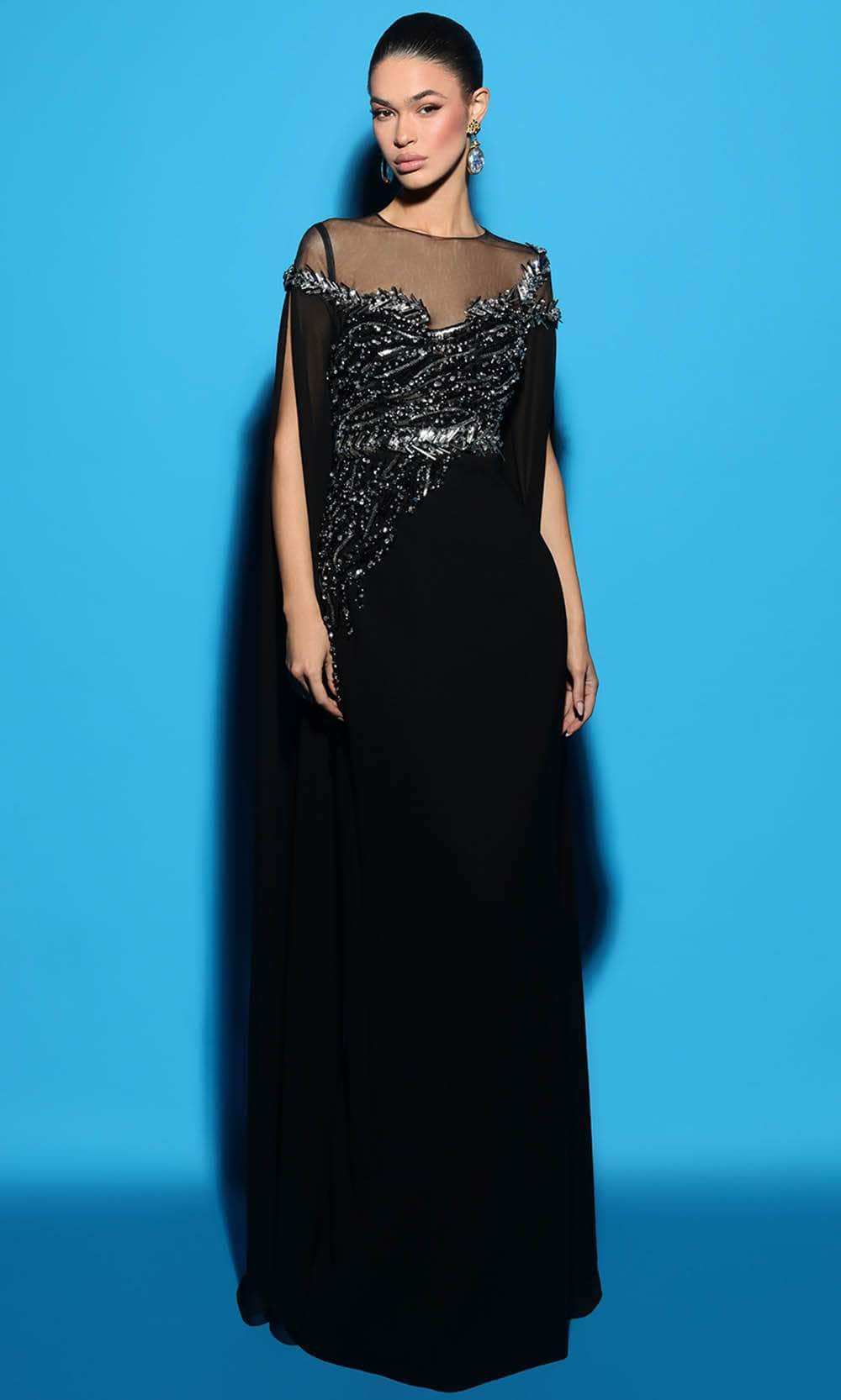 Image of Tarik Ediz 98493 - Beaded Illusion Jewel Evening Gown