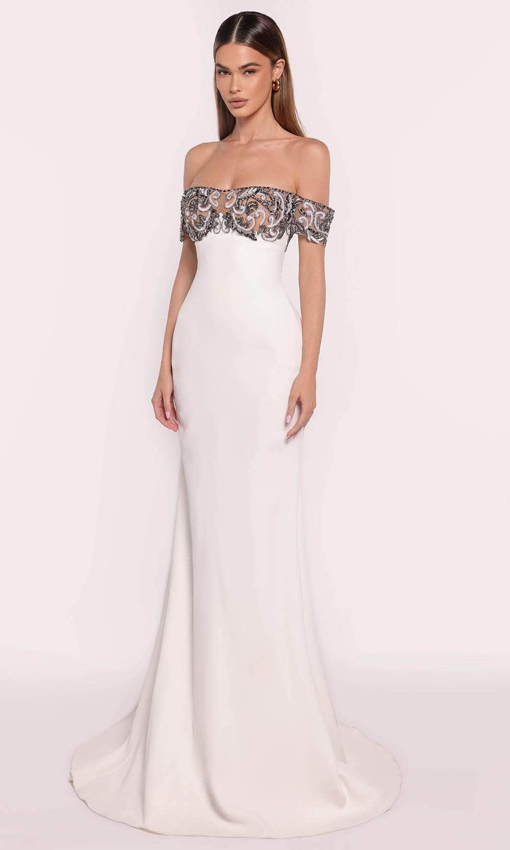 Image of Tarik Ediz 98716 - Bejeweled Off Shoulder Evening Gown