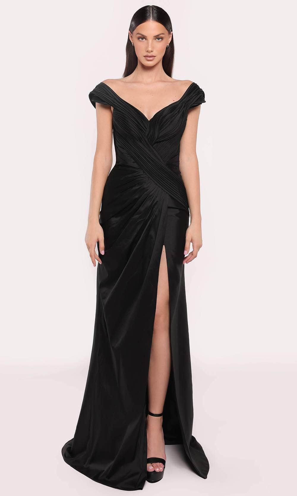 Image of Tarik Ediz 98721 - Cap Sleeve V-Neck Evening Gown