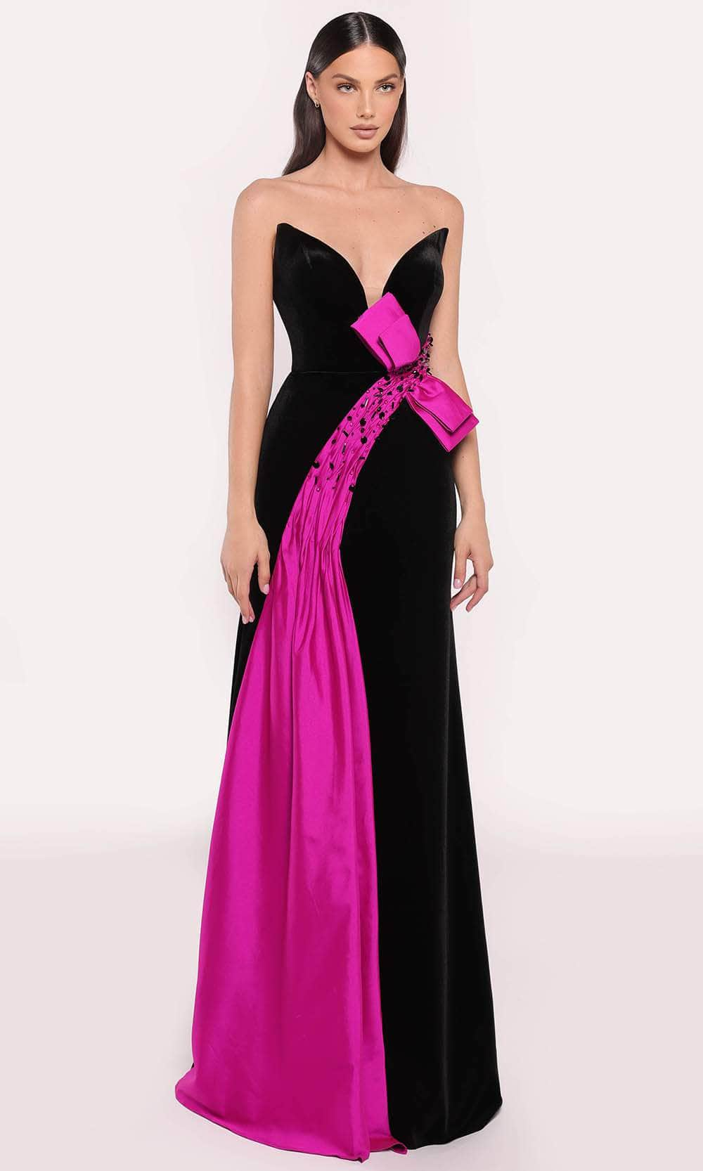 Image of Tarik Ediz 98794 - Two Toned Bow Gown