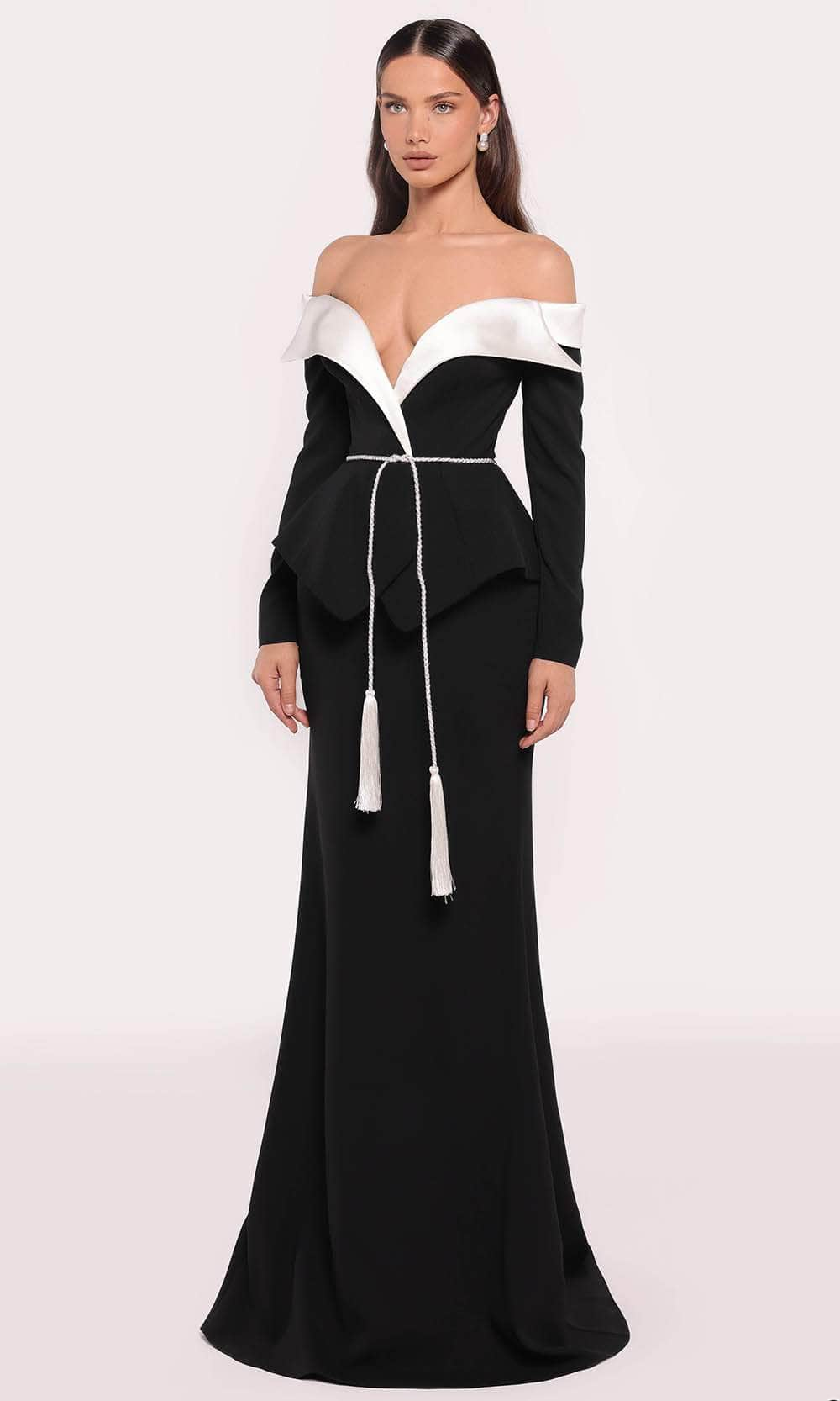 Image of Tarik Ediz 98841 - Two-Toned Off Shoulder Gown