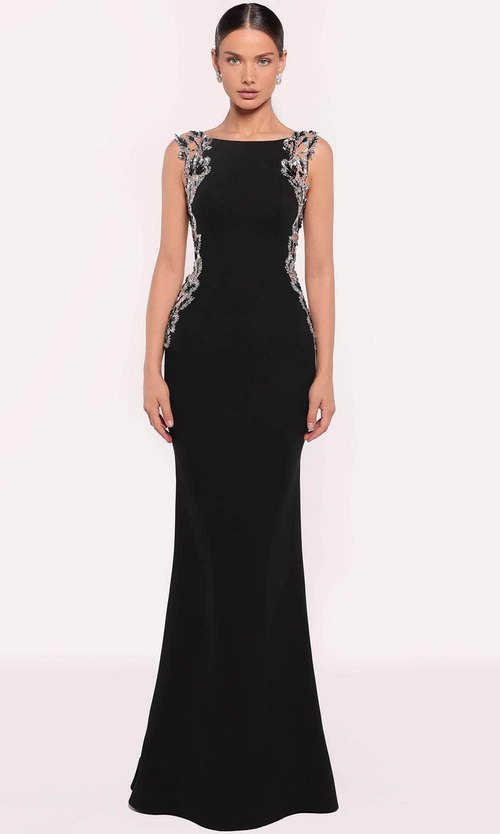 Image of Tarik Ediz 98878 - Embellished Cutout Evening Gown