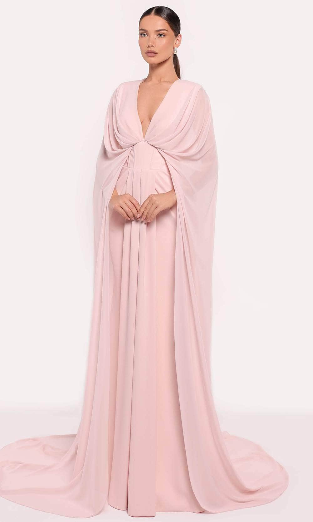 Image of Tarik Ediz 98885 - Drape Caped Evening Gown