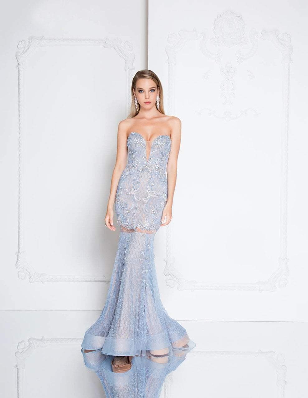 Image of Terani Couture - 1812GL5369X Beaded Sweetheart Illusion Mermaid Gown