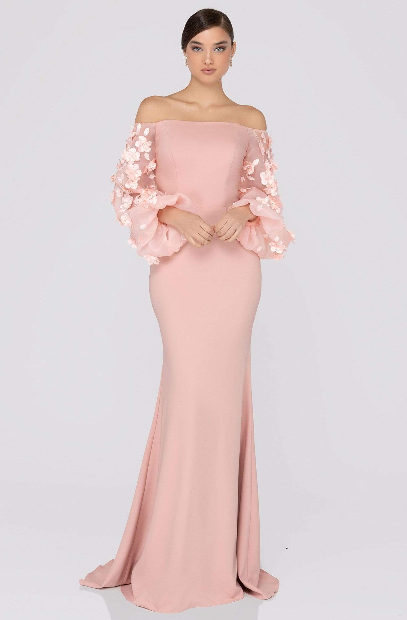 Image of Terani Couture - 1911E9128 Off-Shoulder Floral Mother of the Bride Gown