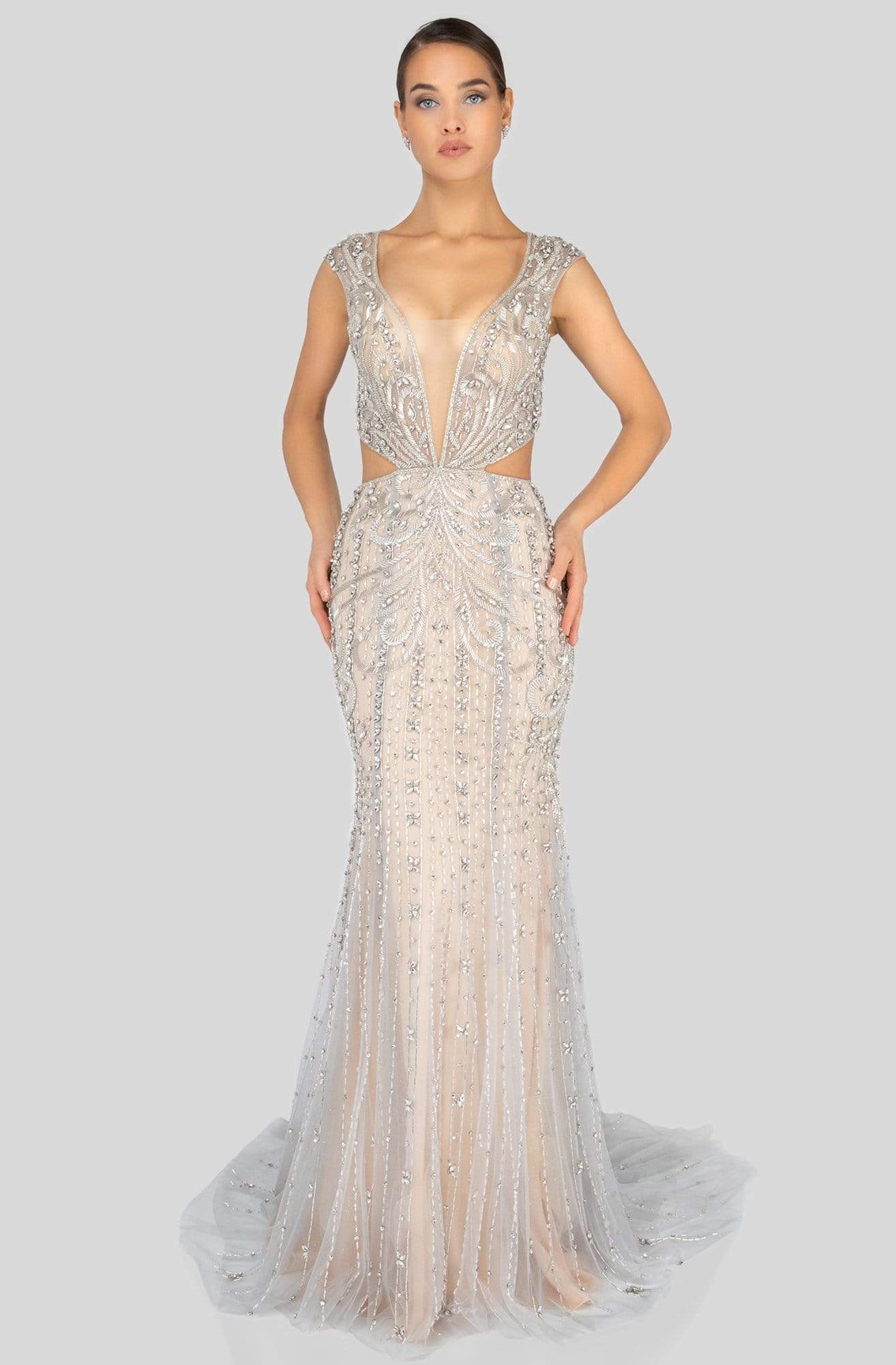 Image of Terani Couture - 1911GL9500 Bead Embellished Cutouts Sheath Gown
