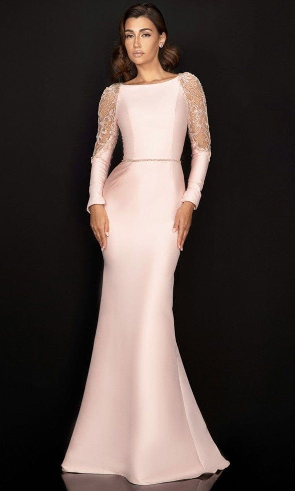 Image of Terani Couture - 2011M2457 Bateau Sheer Embellished Gown