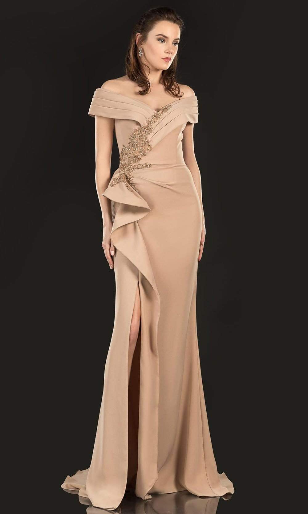 Image of Terani Couture - 2021M2986 Wrap Off Shoulder Mother of the Bride Gown