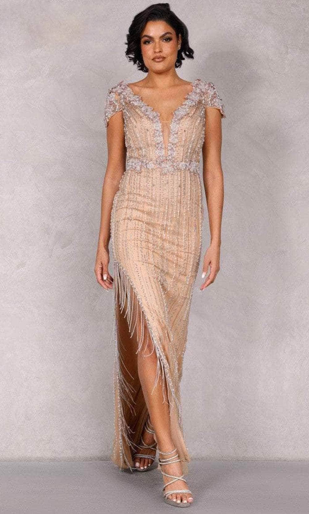 Image of Terani Couture 2027GL3259 - Cap Sleeve Beaded Evening Dress