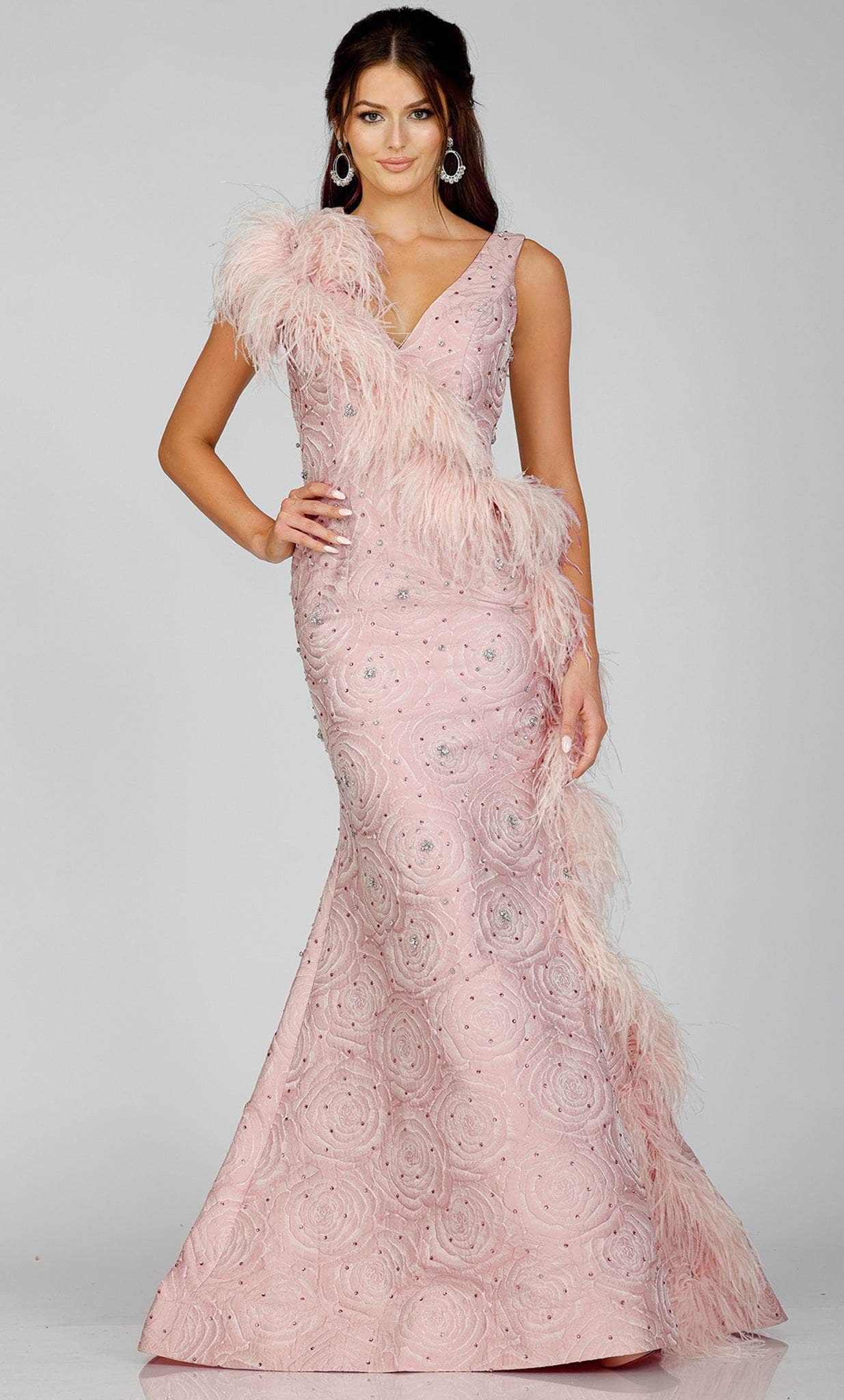 Image of Terani Couture 231E0314 - Feather Mermaid Evening Gown